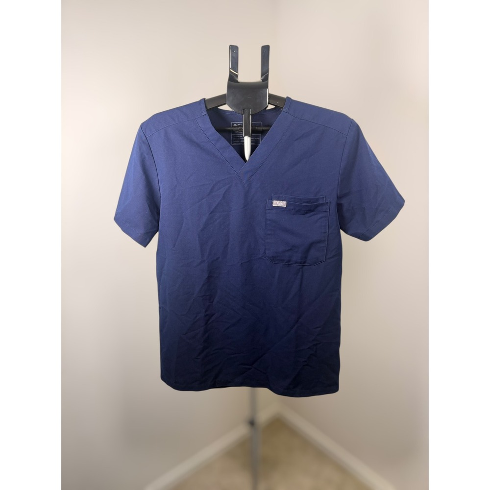 FIGS Technical Collection Mens Navy Blue V-Neck Scrub Top Medium Single Pocket
